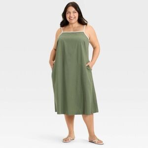 Women's Midi A-Line Dress - Ava & Viv™ Green XXL NWT